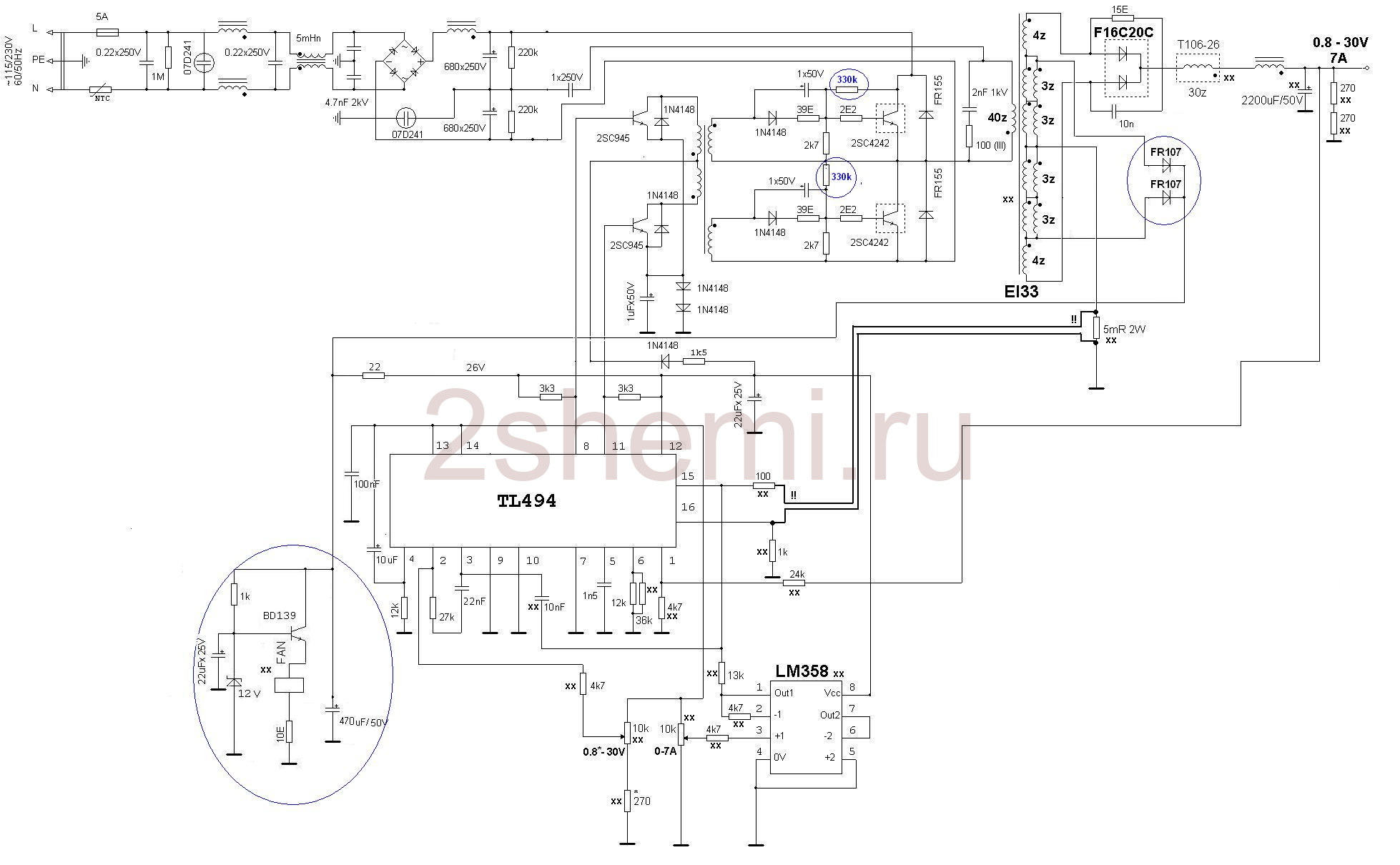 ATX bilgisayar güç kaynağından 0-30 V güç kaynağı
