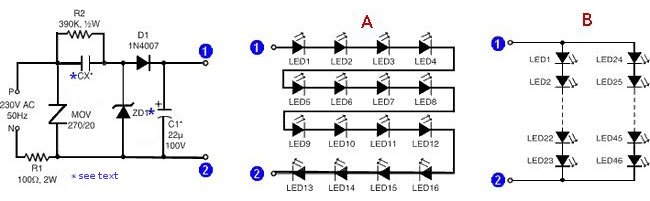 LED lamp circuit with ultra bright leds